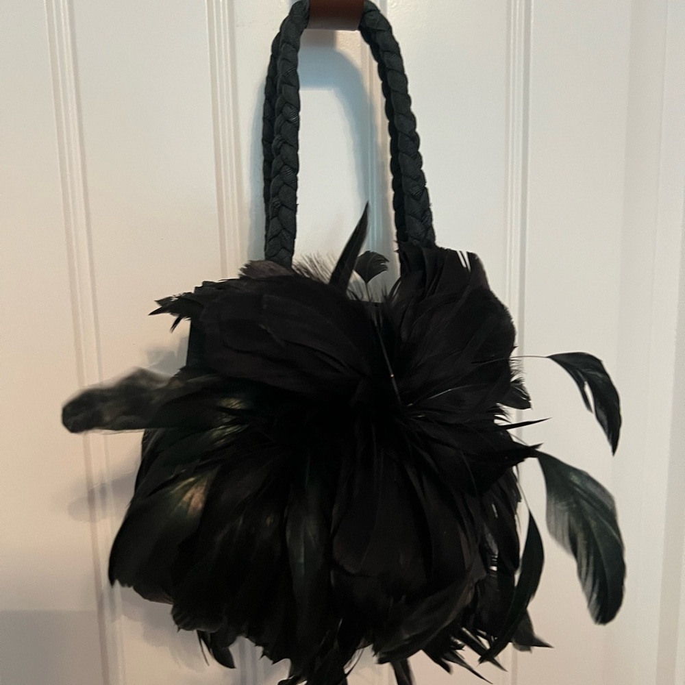 Elegant Black Feathered Mini Bag